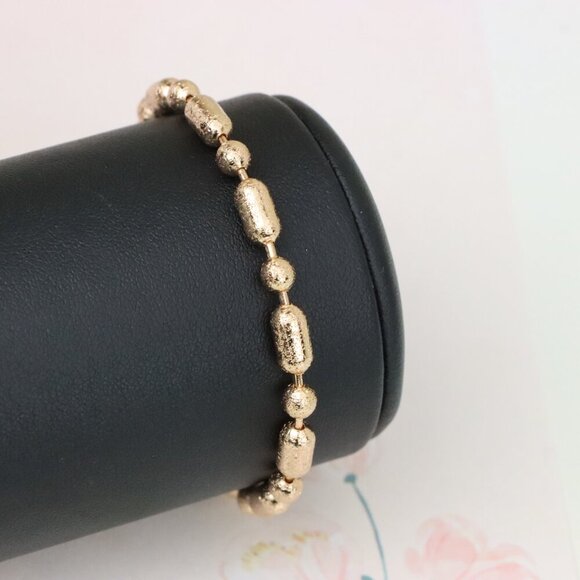 "Rose Gold Textured Bead Bracelet with Adjustable Chain, XPBL1156 - Picture 6 of 12